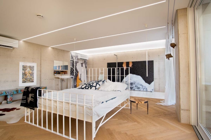 Loft Schlafzimmer offenes Bad LED Beleuchtung
